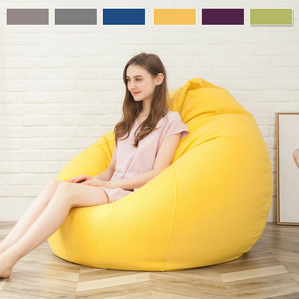 

Large Small Lazy Sofas Cover Chairs without Filler Linen Cloth Lounger Seat Bean Bag Pouf Puff Couch Tatami Living Room