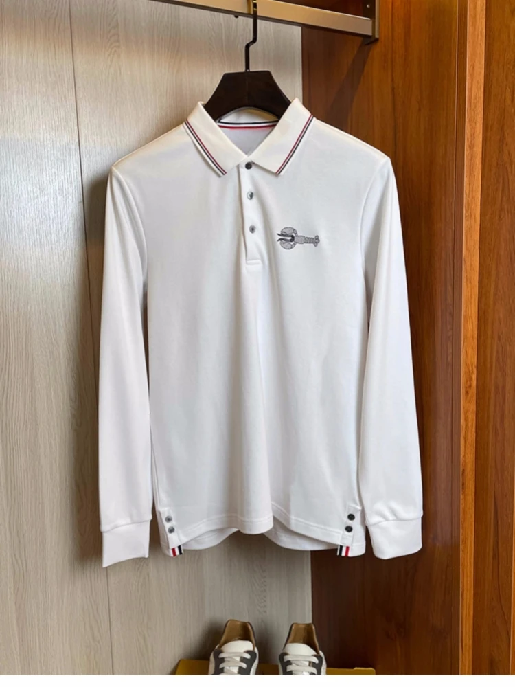 Autum TB Polo Shirts Bead Cotton Tb Crayfish Embroidery Polo Shirt For Men Slim Long Sleeve Lapel T-Shirt THOM Shirts
Autum TB Polo Shirts Bead Cotton Tb Crayfish Embroidery Polo Shirt For Men Slim Long Sleeve Lapel T-Shirt THOM Shirts