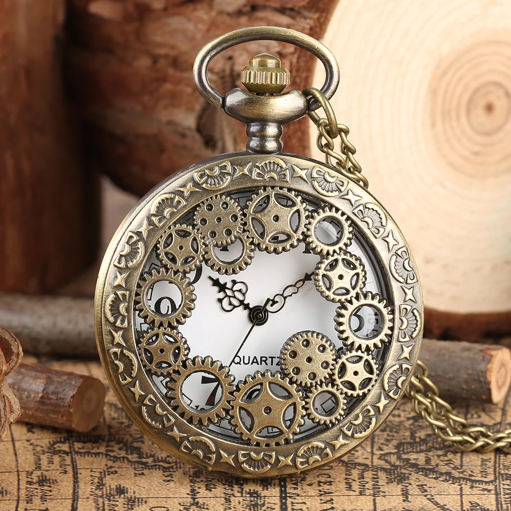 Vintage Bronze Gearwheel Design Quartz Necklace Watch Antique Fashion Men Women Elegant Charm Pocket Watches Gifts 
Vintage Bronze Gearwheel Design Quartz Necklace Watch Antique Fashion Men Women Elegant Charm Pocket Watches Gifts