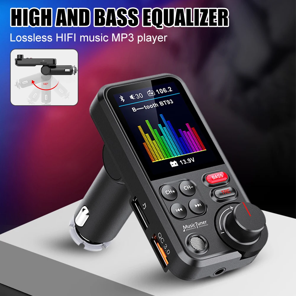 Car FM Transmitter Bluetooth-Compatible Wireless MP3 Player 1A USB Fast Charging Handsfree Call Noice-Reduction Bass Car Audio
Car FM Transmitter Bluetooth-Compatible Wireless MP3 Player 1A USB Fast Charging Handsfree Call Noice-Reduction Bass Car Audio