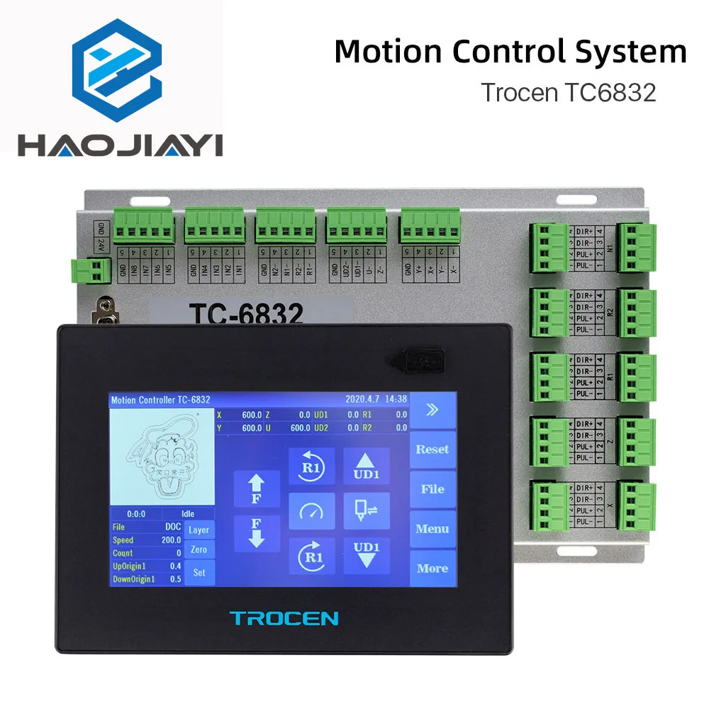 HAOJIAYI Trocen TC6832 система управления вибрационным ножом Co2 лазерный контроллер для гравировального Станка высокоскоростной DSP 10 осей
HAOJIAYI Trocen TC6832 система управления вибрационным ножом Co2 лазерный контроллер для гравировального Станка высокоскоростной DSP 10 осей