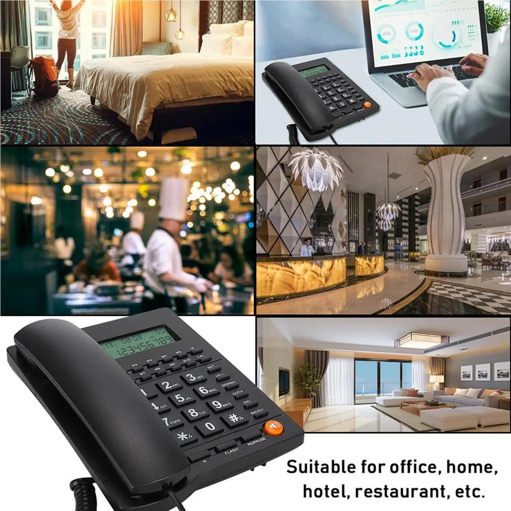 

Desktop Corded Landline Telephone Keypad Telephones LCD Screen Adjustable Brightness Phones Business Caller ID Phone for Home
