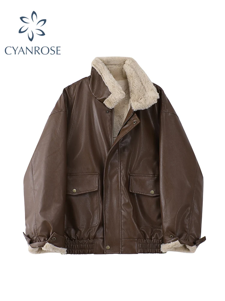 Winter Women's Fur Leather Jacket Long Sleeved Loose Warm Lamb Wool Vintage Thickened Locomotive Lapel Female PU Motorcycle Coat
Winter Women's Fur Leather Jacket Long Sleeved Loose Warm Lamb Wool Vintage Thickened Locomotive Lapel Female PU Motorcycle Coat