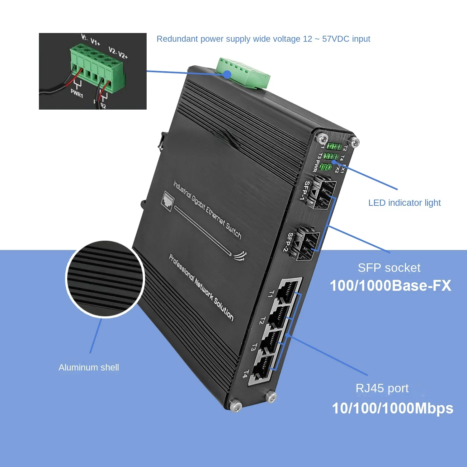 

Гигабитный 2/6 оптический 4/8 Электрический Ethernet PoE коммутатор мониторинг сетевого кабеля кабель сепаратор