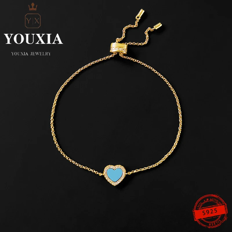 S925 Sterling Silver Custom Lake Blue Love Bracelet Cool Temperament Couple Holiday Gift Sparkling Personality Fashion Jewelry
S925 Sterling Silver Custom Lake Blue Love Bracelet Cool Temperament Couple Holiday Gift Sparkling Personality Fashion Jewelry