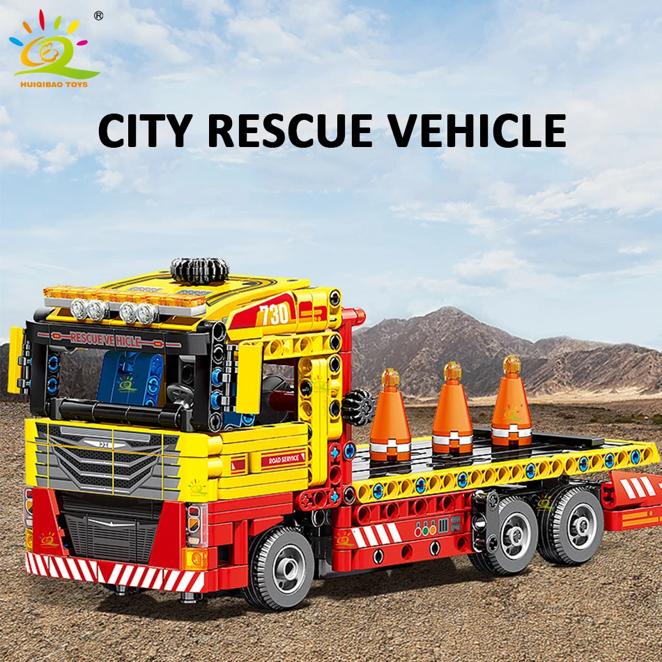 

HUIQIBAO 785PCS City RC Rescue Vehicle Model Building Blocks Boys Tech Remote Control DIY Bricks Toys For Kids Children Gift