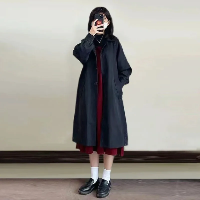 Trench Coat Women Spring Autumn 2023 New Solid Color Long Windbreaker Jacket Fashion Casual Loose Outerwear Womens Top
Trench Coat Women Spring Autumn 2023 New Solid Color Long Windbreaker Jacket Fashion Casual Loose Outerwear Womens Top