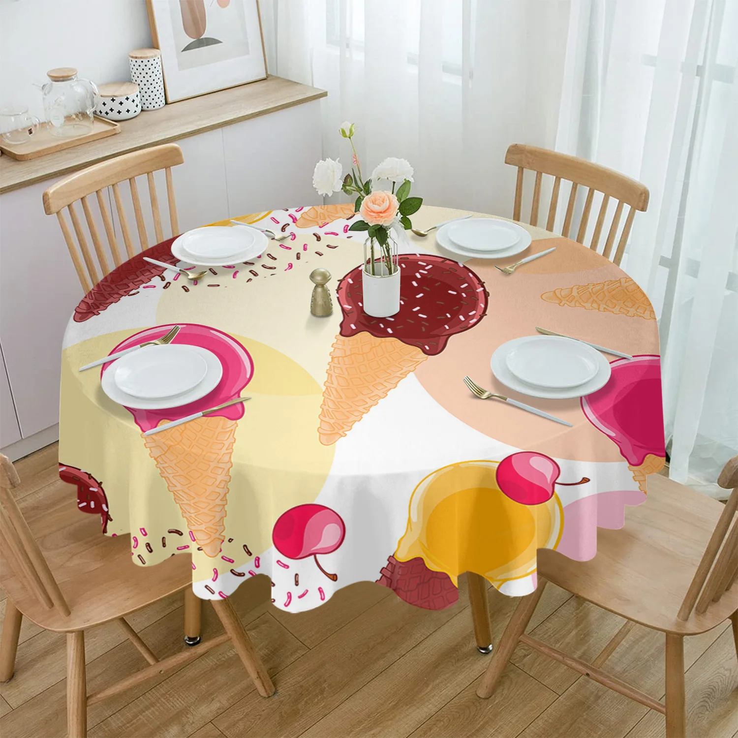 Ice Cream Chocolate Cartoon Waterproof Tablecloth Tea Table Decoration Round Table Cover for Kitchen Wedding Home Dining Room
Ice Cream Chocolate Cartoon Waterproof Tablecloth Tea Table Decoration Round Table Cover for Kitchen Wedding Home Dining Room