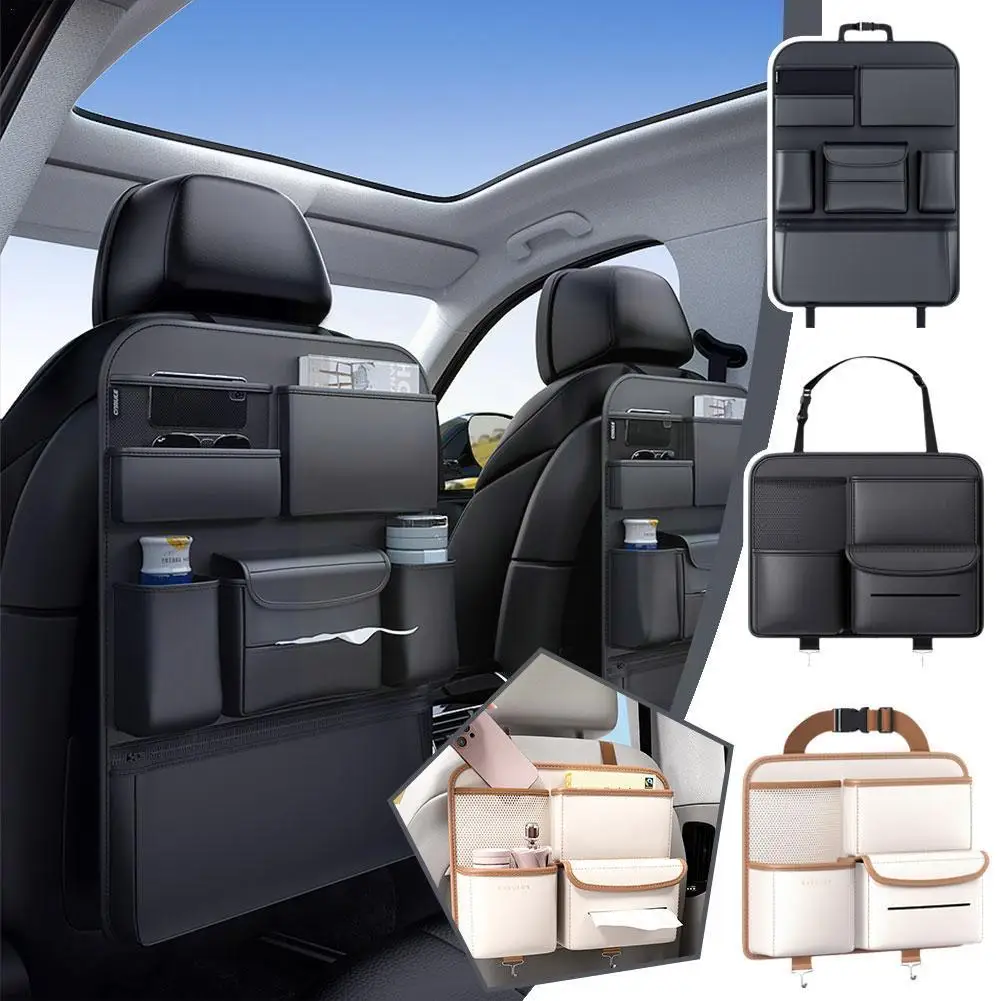 

Автомобильный ящик для хранения на заднем сиденье, 5 сумок, регулируемая большая емкость, многофункциональная искусственная кожа, органайзер для багажника автомобиля на сиденье, задний Органайзер U5H4