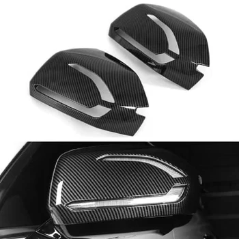 2Pcs Rearview Mirror Cover Cap Carbon Black Side Door Mirror Cover For 2019 2020 2021 2022 Hyundai Palisade Car Accessories