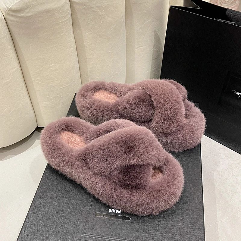 2022 4.8cm High Heels Cross Faux Fur Women Fuzzy Slippers Plus Size Platform Winter Warm Indoor Sexy Girl Furry Peep Toe Shoes
2022 4.8cm High Heels Cross Faux Fur Women Fuzzy Slippers Plus Size Platform Winter Warm Indoor Sexy Girl Furry Peep Toe Shoes