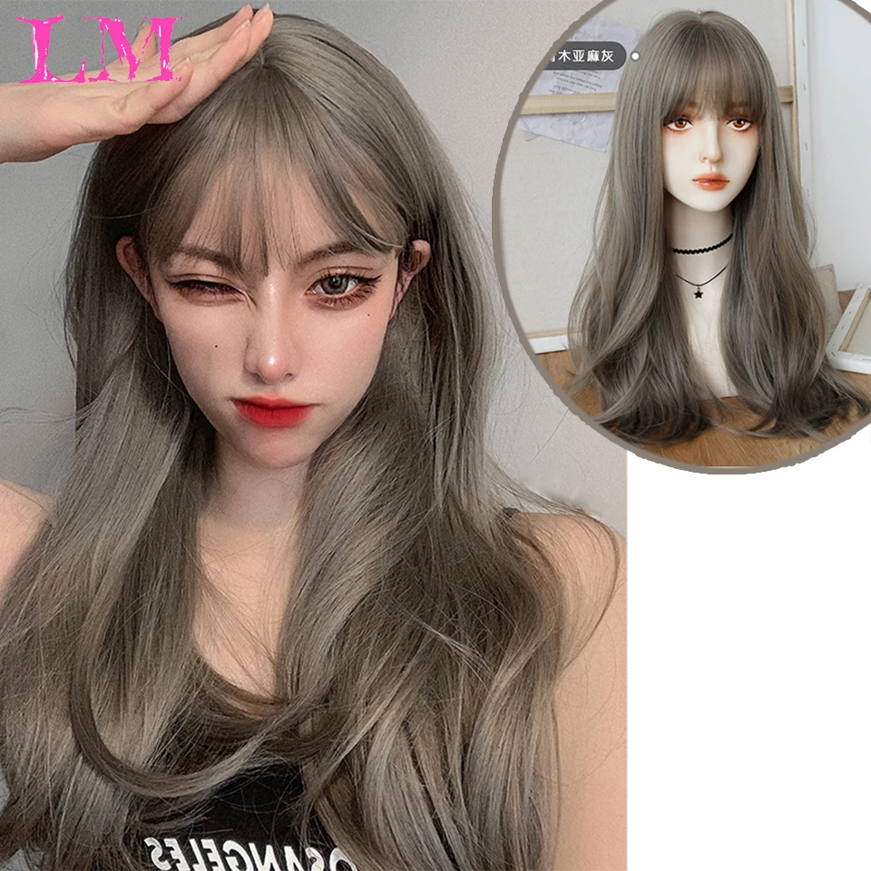 LM Women Synthetic Wig Heat-resistant Long Curly Big Wave Wig With Bangs Black / Brown / Flax Grey Cosplay Wigs
LM Women Synthetic Wig Heat-resistant Long Curly Big Wave Wig With Bangs Black / Brown / Flax Grey Cosplay Wigs