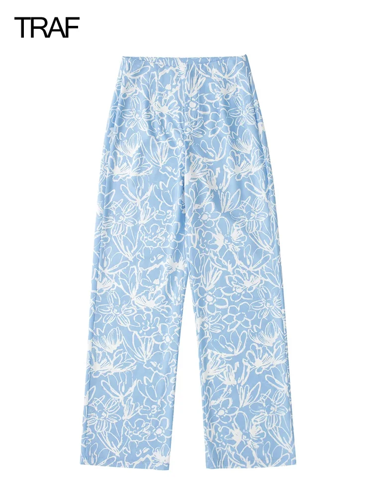 TRAF Print Wide Leg Women's Pants 2022 High Waist Women's Summer Trousers Casual Korean Fashion Pants Trouser Suits For Women
TRAF Print Wide Leg Women's Pants 2022 High Waist Women's Summer Trousers Casual Korean Fashion Pants Trouser Suits For Women