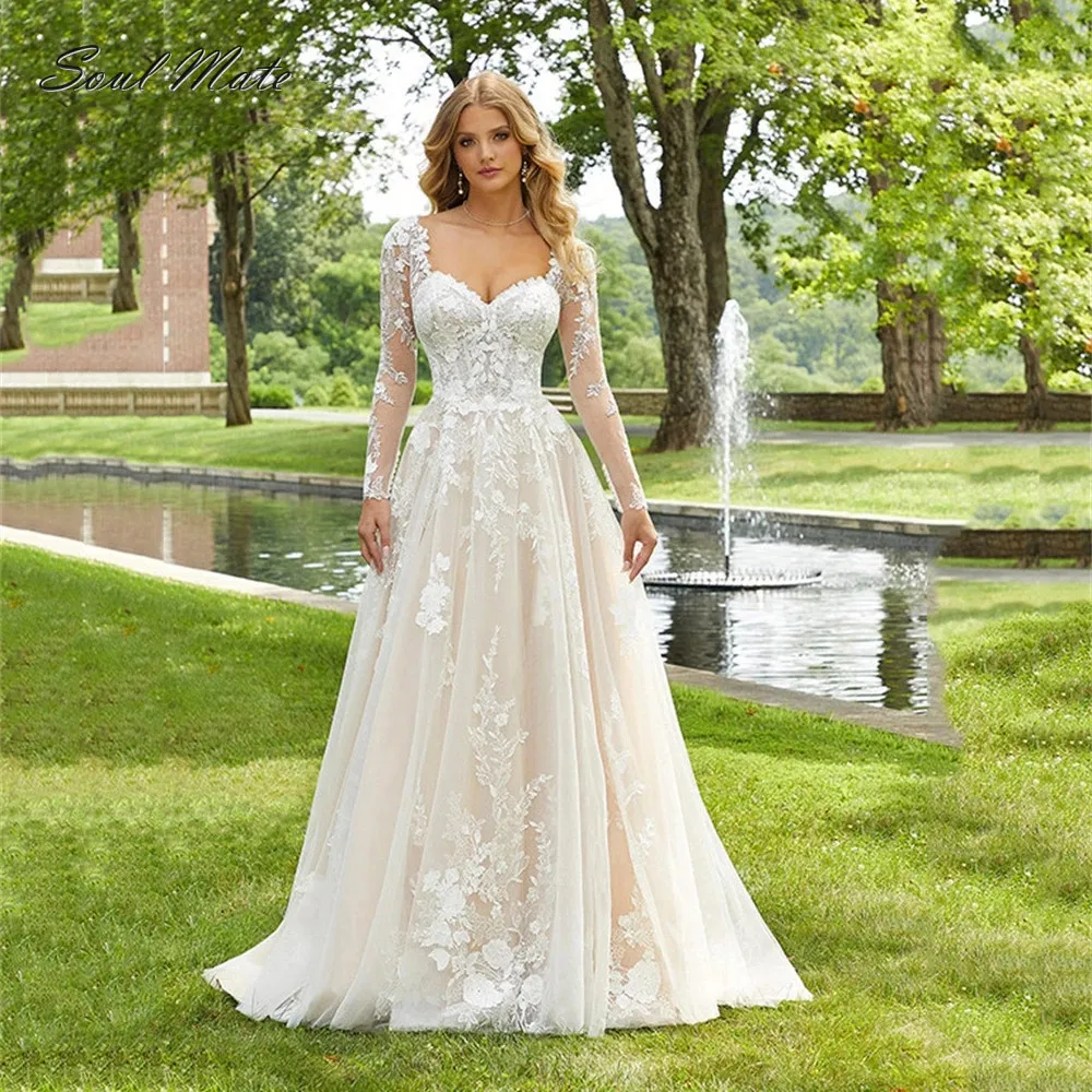 Exquisite A Line Wedding Dress Long Sleeves Sweetheart Backless White Bridal Dress Sexy Appliques Bridal Gown Robe De Mariée
Exquisite A Line Wedding Dress Long Sleeves Sweetheart Backless White Bridal Dress Sexy Appliques Bridal Gown Robe De Mariée