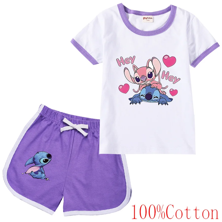 2022 Summer New Disney Refreshing Stitch Cartoon Print Sportswear Cute Short Sleeve T+ Shorts Streetwear Girls Suit
2022 Summer New Disney Refreshing Stitch Cartoon Print Sportswear Cute Short Sleeve T+ Shorts Streetwear Girls Suit