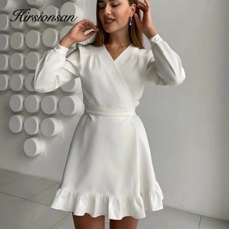 Hirsionsan Leisure V Neck Flounced Dress Women Simple Elegant Solid Vintage Dresses Lady Summer Beam Waist Slim A-line Dress New
Hirsionsan Leisure V Neck Flounced Dress Women Simple Elegant Solid Vintage Dresses Lady Summer Beam Waist Slim A-line Dress New
