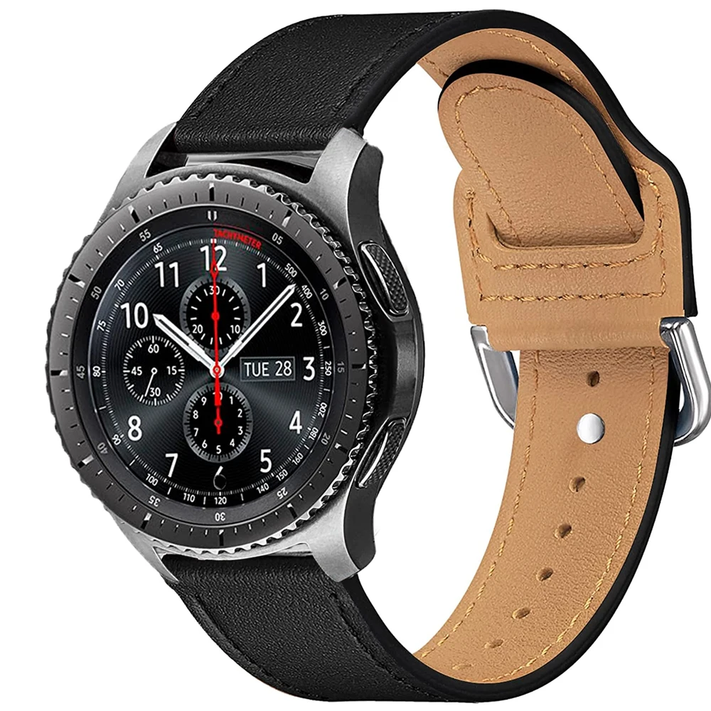 22 мм кожаный ремешок для Samsung Active 2 40/44 Gear S3 браслет Huawei GT/GT2/2e Galaxy watch 4/4 классический
