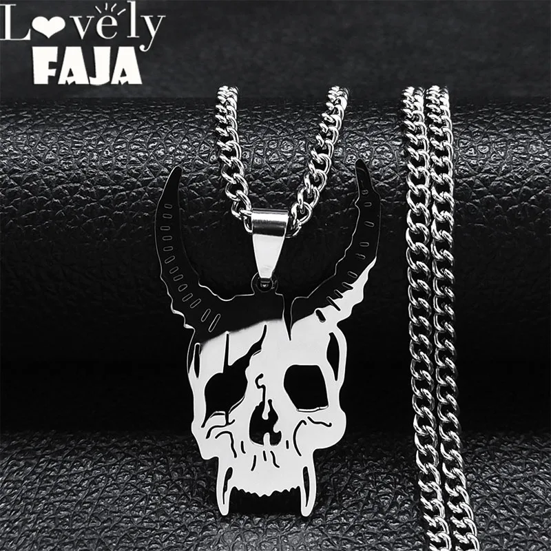 Dark Punk Skull Stainless Steel Pendants Necklace Chain Women/Men Silver Color Statement Necklaces Jewelry colliers N4550S03
Dark Punk Skull Stainless Steel Pendants Necklace Chain Women/Men Silver Color Statement Necklaces Jewelry colliers N4550S03