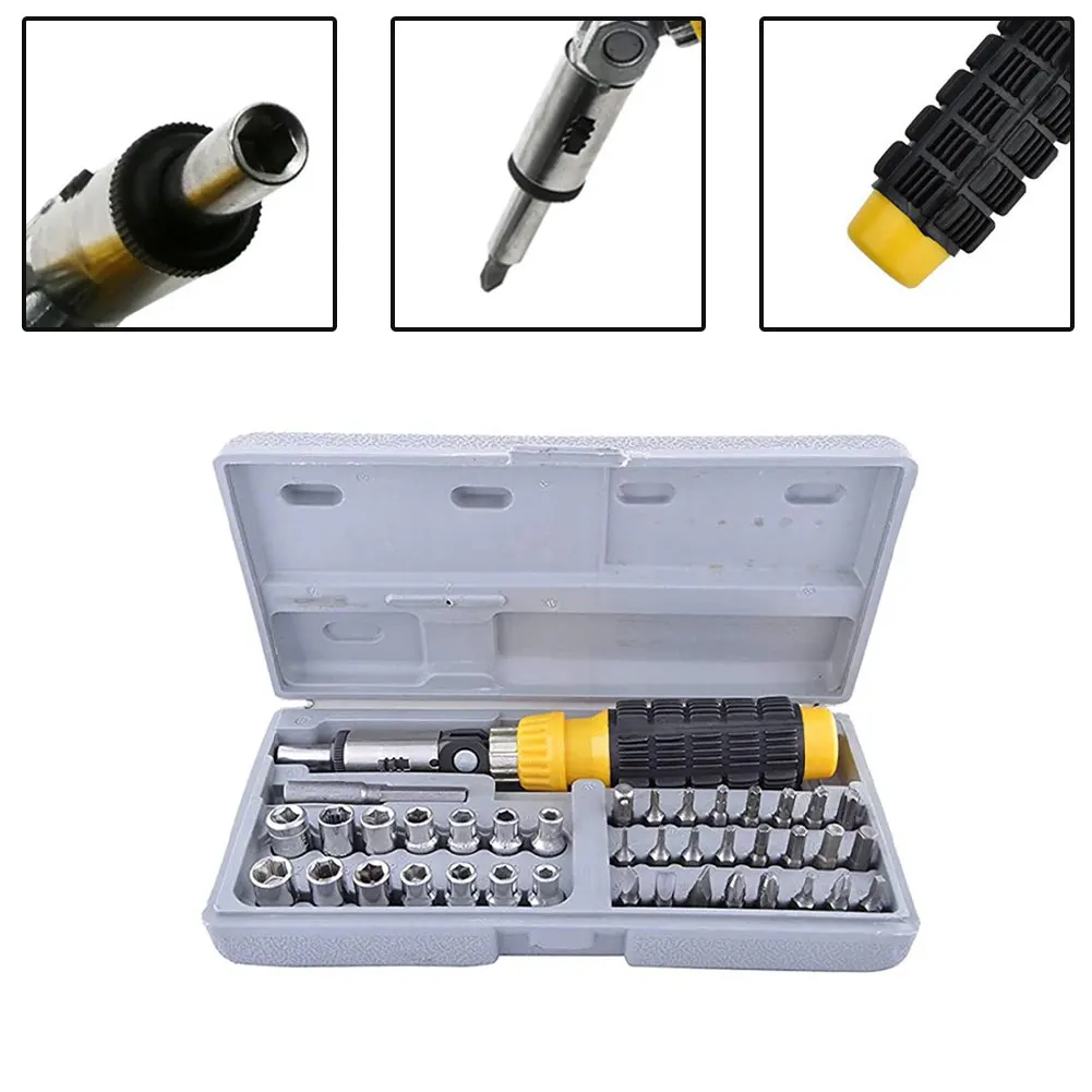 41pc Screwdriver Bit Socket Wrench Adjustable Forward Reverse Mini 1/4 Ratchet Socket Wrench Quick Release Bit Holder
41pc Screwdriver Bit Socket Wrench Adjustable Forward Reverse Mini 1/4 Ratchet Socket Wrench Quick Release Bit Holder