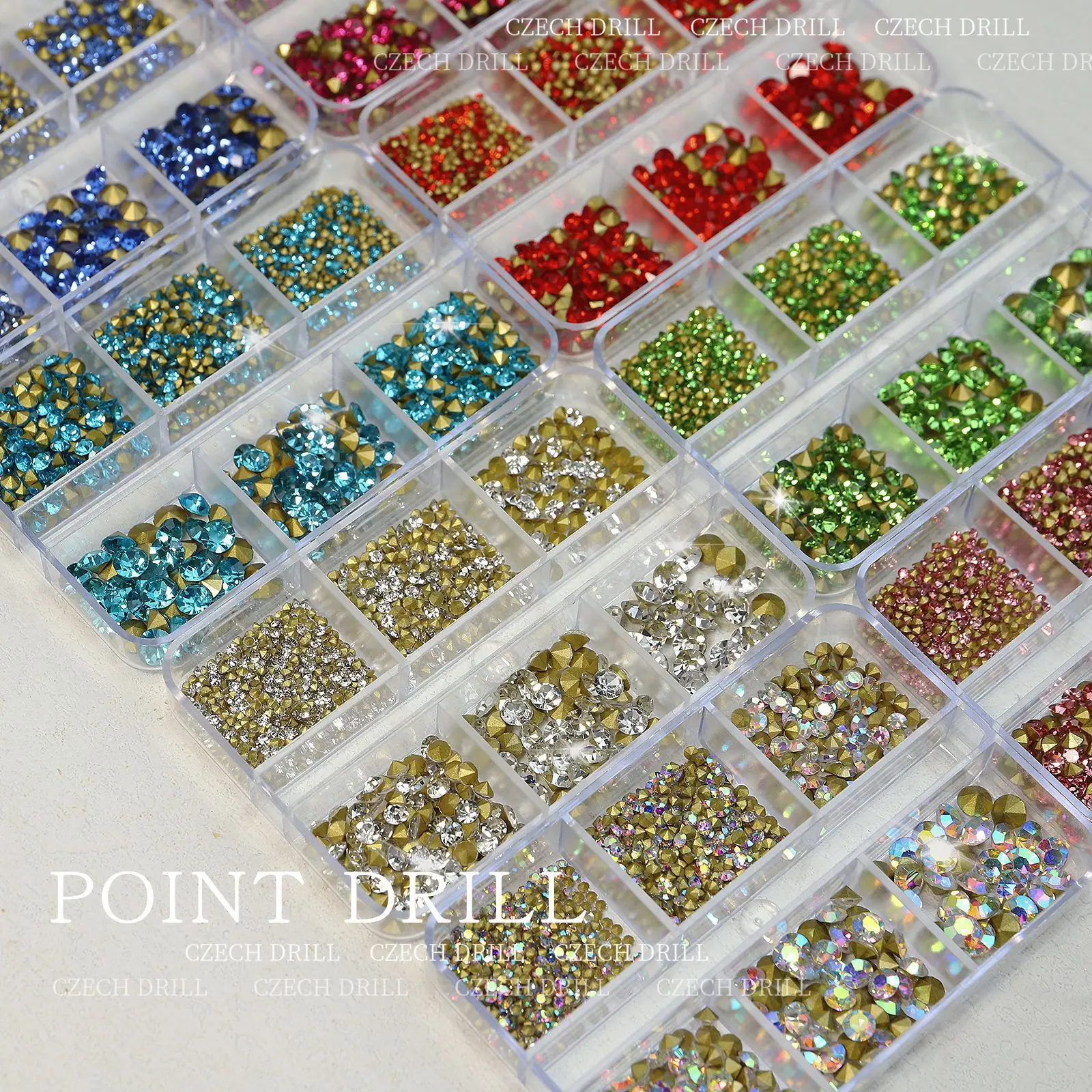 Net red new nail enhancement pile drill 6 grid box white pink pointed bottom drill glass rhinestone nail accessories
Net red new nail enhancement pile drill 6 grid box white pink pointed bottom drill glass rhinestone nail accessories