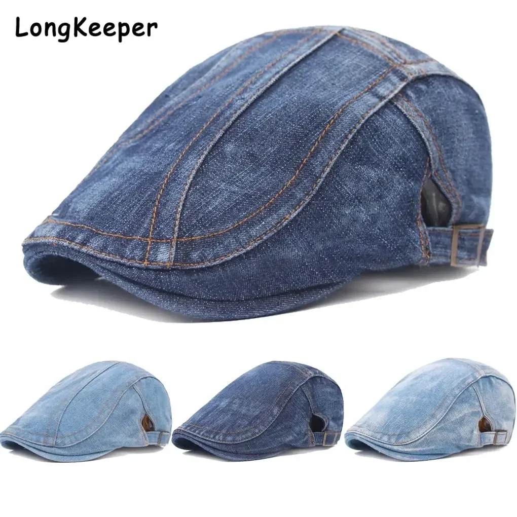 

Cowboy Beret Hats For Women Men Retro College Style Denim Berets Newsboy Caps Fashion Spring Autumn Winter Hat Visors