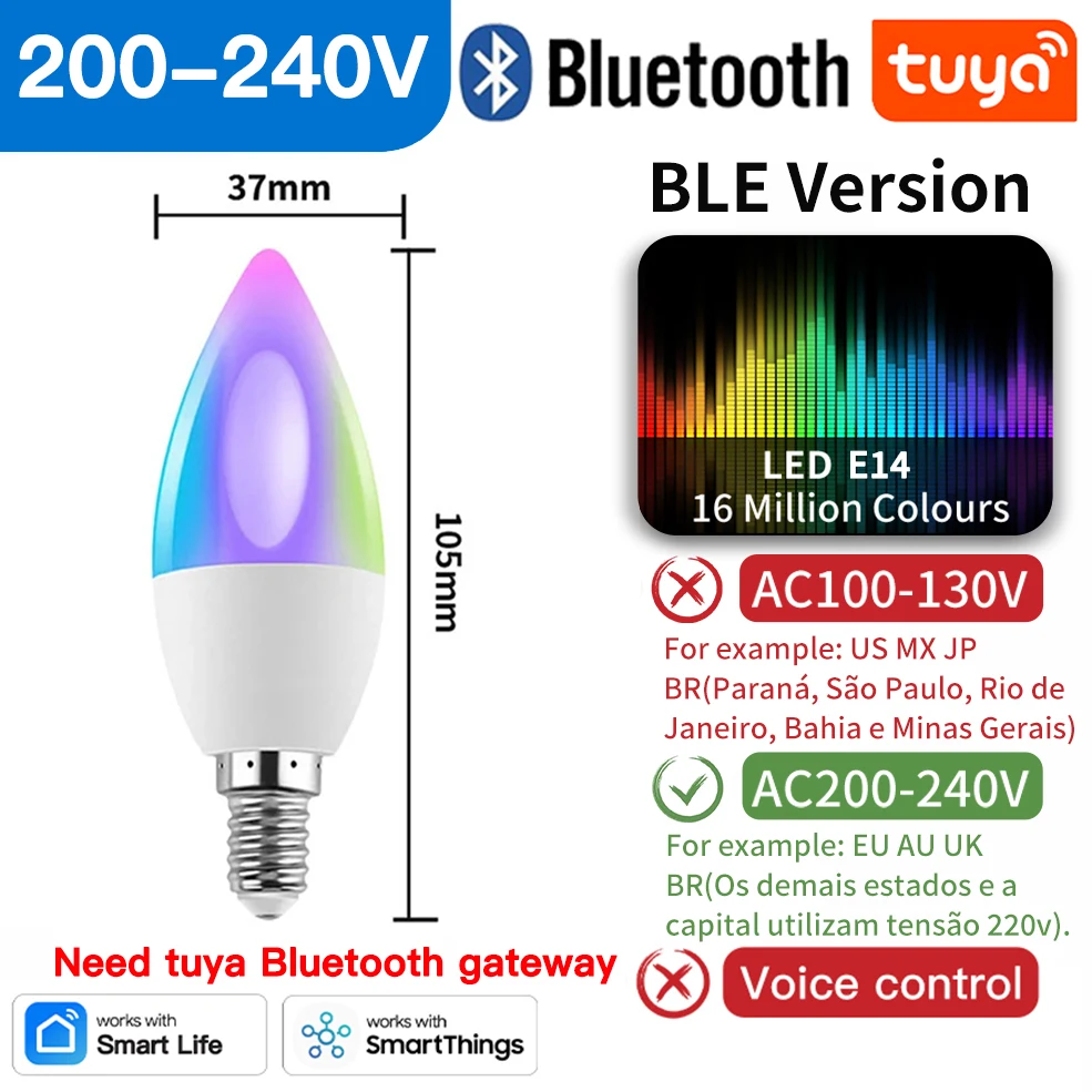Светодиодная лампа TNCE Tuya E14 RGB
Светодиодная лампа TNCE Tuya E14 RGB