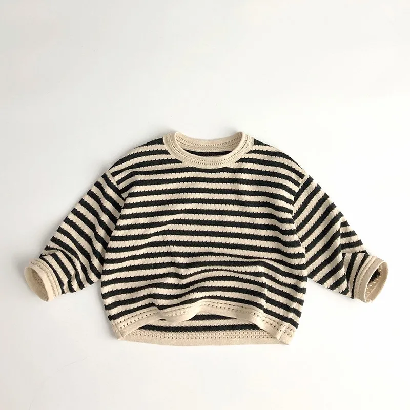 Spring Autumn Boy Baby Thin Knitted Striped Sweater Girl Children Casual Loose Pullover Bottoming Tops Fashion Kid Cotton Tshirt 
Spring Autumn Boy Baby Thin Knitted Striped Sweater Girl Children Casual Loose Pullover Bottoming Tops Fashion Kid Cotton Tshirt