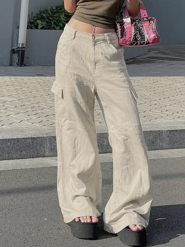 YIKUO White Casual Baggy Trousers Women Button Low Waist Y2K Wide Leg Pants 2022 Korean Fashion Pockets Streetwear Cargo Bottoms
YIKUO White Casual Baggy Trousers Women Button Low Waist Y2K Wide Leg Pants 2022 Korean Fashion Pockets Streetwear Cargo Bottoms
