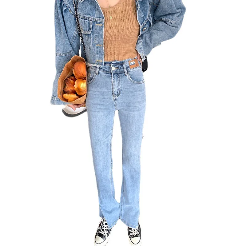 Womens Jeans Classic Trousers Slim Women High Waist Jeans Korean Casual Tight Split Bell-Bottom Pants Jeans for Women
Womens Jeans Classic Trousers Slim Women High Waist Jeans Korean Casual Tight Split Bell-Bottom Pants Jeans for Women