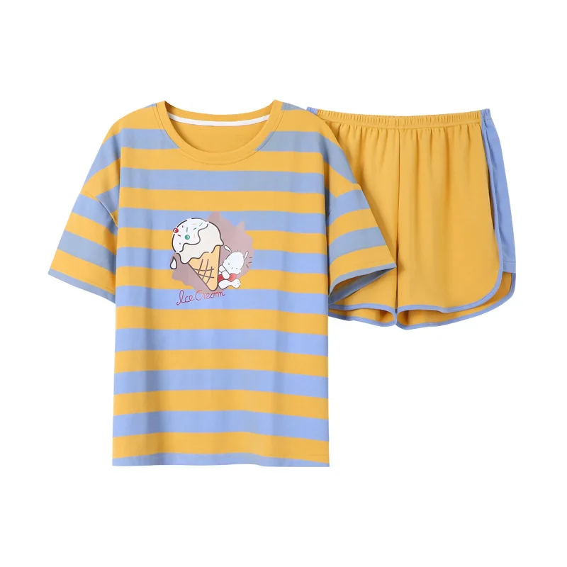 summer pajamas women's short sleeved shorts pure cotton two-piece set cartoon leisure loose women's home clothes
summer pajamas women's short sleeved shorts pure cotton two-piece set cartoon leisure loose women's home clothes