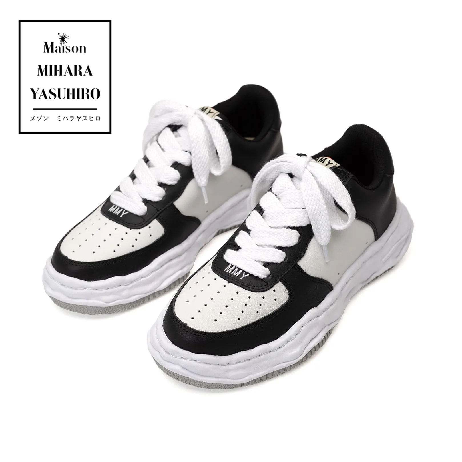 

MMY Maison MIHARA YASUHIRO WAYNE OG Sole Leather Low-top Sneaker Black White Men's Women's canvas shoes