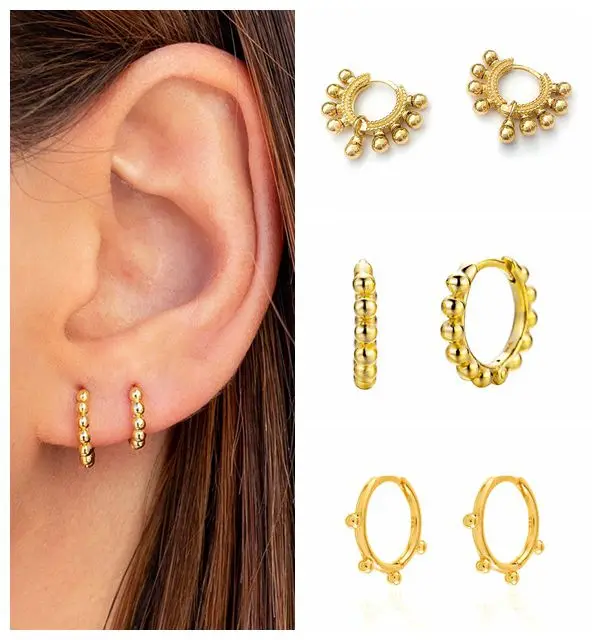 925 Sterling Silver Needle Round Beads Hoop Earrings for Women Minimalist Gold Color Metal Earring Fashion Females Daily Jewelry
925 Sterling Silver Needle Round Beads Hoop Earrings for Women Minimalist Gold Color Metal Earring Fashion Females Daily Jewelry