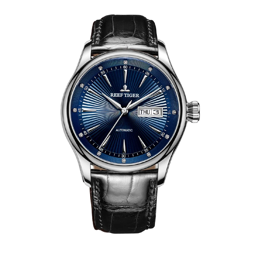 Reef Tiger Luxury Brand Men Watch, Mens Automatic Watch Waterproof Self Wind Mechanical Wristwatch Sapphire Mirror Dual Calendar
Reef Tiger Luxury Brand Men Watch, Mens Automatic Watch Waterproof Self Wind Mechanical Wristwatch Sapphire Mirror Dual Calendar
