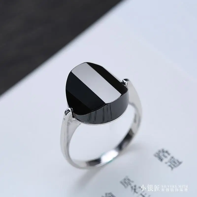 Silver Jewelry Original Handmade Sterling Silver Ring Natural Black Agate Fashion Women's Ring Ring Single Ring
Silver Jewelry Original Handmade Sterling Silver Ring Natural Black Agate Fashion Women's Ring Ring Single Ring