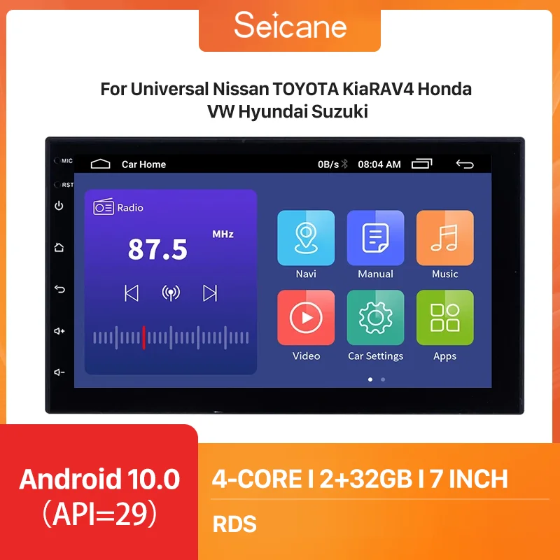 Автомагнитола Seicane универсальная мультимедийная система на Android 12 с 7