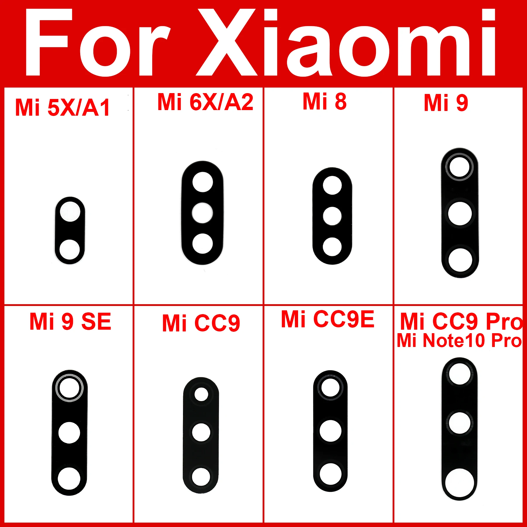 

Rear Back Camera Glass Lens with Sticker Glue For Xiaomi Mi 9 8 Lite 8Se 9Se Mi 6 A1 5X A2 6X Mi 9T CC9 Note10 Pro Lite CC9e