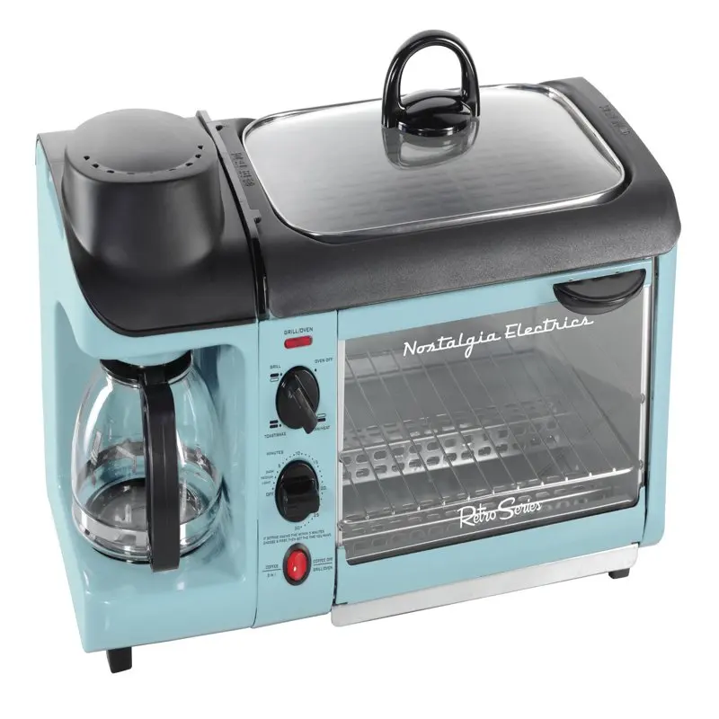 Retro 3-in-1 Family Size Electric Breakfast Station Coffeemaker Griddle Toaster Oven - Aqua
Retro 3-in-1 Family Size Electric Breakfast Station Coffeemaker Griddle Toaster Oven - Aqua