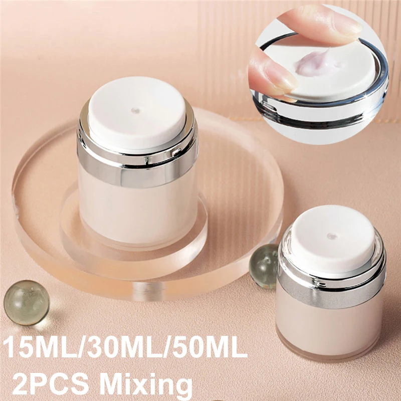 

Airless Empty Pump Jar Refillable Creams Gels Lotions Dispenser Travel Leak Proof Cosmetic Container 2PCS Vacuum Bottle