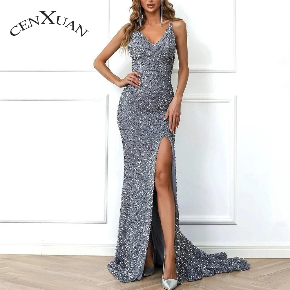 CENXUAN Simple Sequins Spaghetti Strap Cocktail Gowns Backless Sleeveless Slit Zipper Mermaid 2023 Vestido De Noche Custom Size
CENXUAN Simple Sequins Spaghetti Strap Cocktail Gowns Backless Sleeveless Slit Zipper Mermaid 2023 Vestido De Noche Custom Size