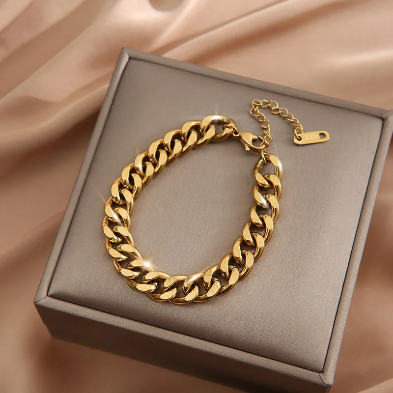 Gold & Silver Color Cuba Bracelets 316L Stainless Steel Fashion Link Chain Bangle Bracelet for Women Exquisite Jewelry Girl Gift
Gold & Silver Color Cuba Bracelets 316L Stainless Steel Fashion Link Chain Bangle Bracelet for Women Exquisite Jewelry Girl Gift
