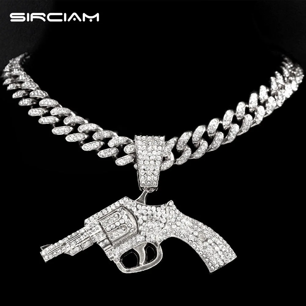 HipHop Men Chain 13mm Miami Cuban Link Men's Necklace Full Rhinestones Gun Pistol Pendant Necklaces Cuban Link Chain New Jewelry
HipHop Men Chain 13mm Miami Cuban Link Men's Necklace Full Rhinestones Gun Pistol Pendant Necklaces Cuban Link Chain New Jewelry
