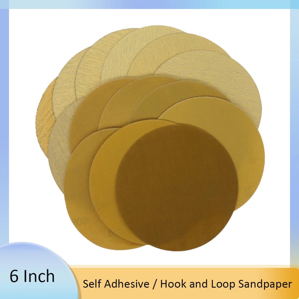 6"150mm Gold Sanding Discs Hook and Loop PSA Self Adhesive Stickyback for DA Sander Dry Sand Paper for Woodworking or Automotive
6"150mm Gold Sanding Discs Hook and Loop PSA Self Adhesive Stickyback for DA Sander Dry Sand Paper for Woodworking or Automotive