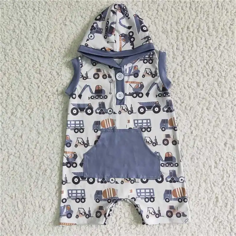 truck tractor Rompers hooded sleeveless boys summer Jumpsuit With Button Baby Kids Boutique Wholesale High Quality Clothing
truck tractor Rompers hooded sleeveless boys summer Jumpsuit With Button Baby Kids Boutique Wholesale High Quality Clothing