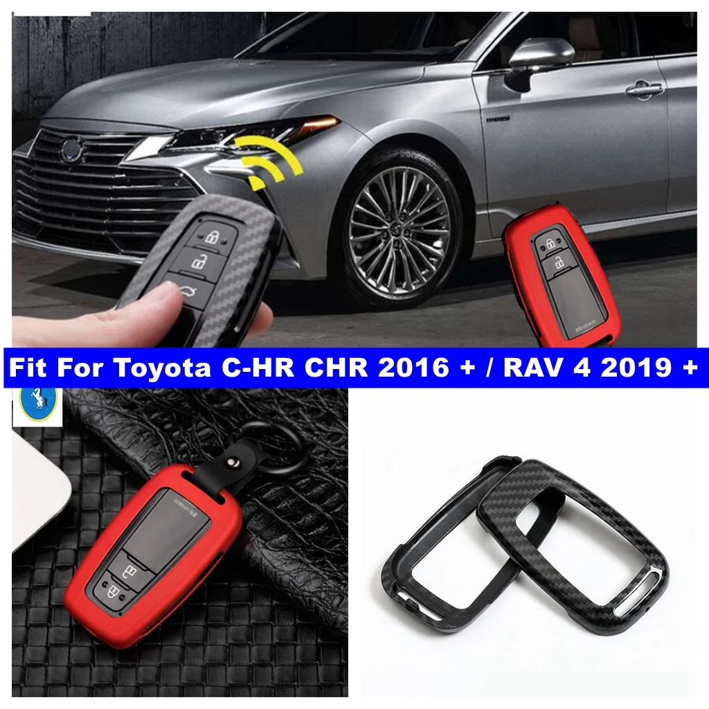 Автомобильные аксессуары, чехол для ключей, декоративный чехол, защитный чехол для Toyota C-HR CHR 2016 - 2023 / RAV 4 RAV4 2019-2023, Красный/углеродное волокно
