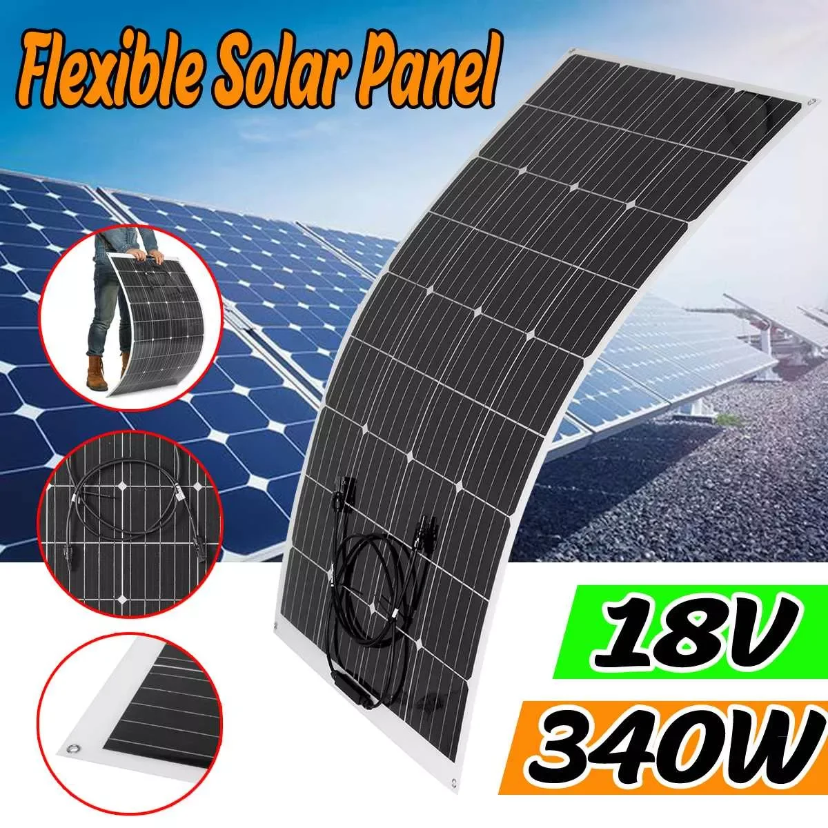 NEW2023 340W Flexible usb solar panel kit 18 Vlot Solar Panel Portable solar charger for Climbing Hiking Sunpower Mono-crystalli
NEW2023 340W Flexible usb solar panel kit 18 Vlot Solar Panel Portable solar charger for Climbing Hiking Sunpower Mono-crystalli