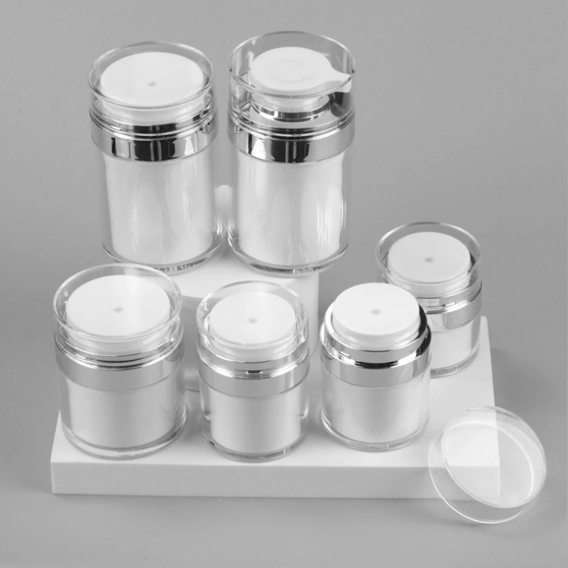 

15/30/50ml Push Type Vacuum Bottle Cosmetic Jar Empty Refillable Cans Lotion Face Cream Jar Sample Vials Cosmetic Container