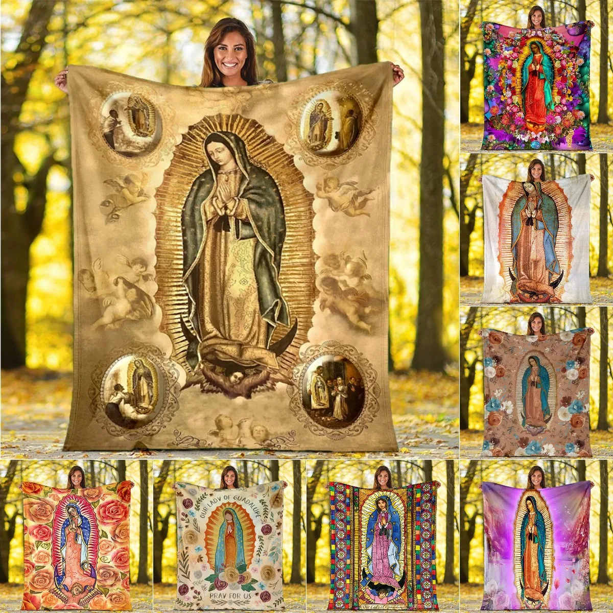 

Our Lady of Guadalupe Blanket Religion Mary Soft Cover Flannel Throw Blanket Lightweight Warm Blanket for Bedroom King Full Size