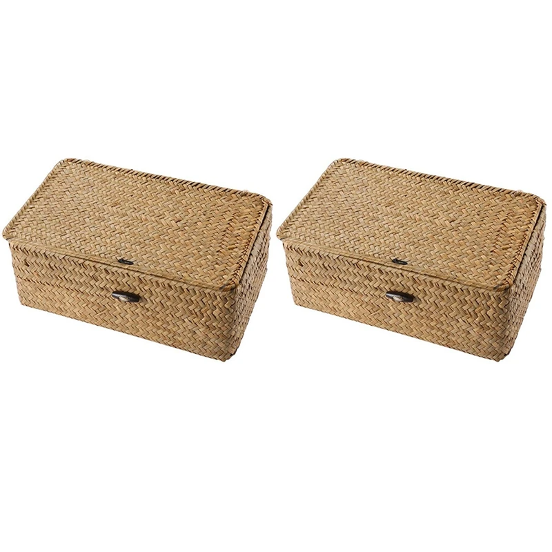 2X Seagrass Hand Woven Storage Box Storage Box Storage Basket Makeup Organizer Multipurpose Container With Lid 
2X Seagrass Hand Woven Storage Box Storage Box Storage Basket Makeup Organizer Multipurpose Container With Lid