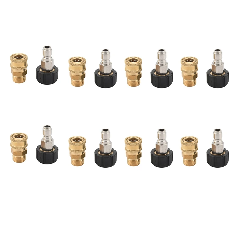 16X Pressure Washer Adapter Set, Quick Connect Kit, Metric M22 15Mm Female Swivel To M22 Male Fitting, 5000 Psi
16X Pressure Washer Adapter Set, Quick Connect Kit, Metric M22 15Mm Female Swivel To M22 Male Fitting, 5000 Psi