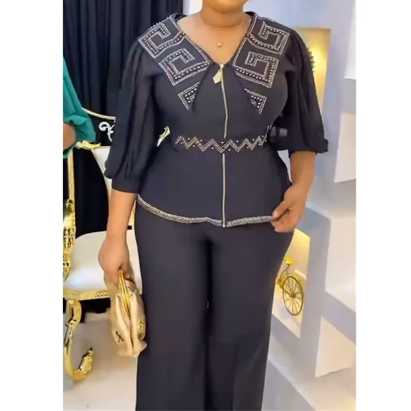 Wedding Party Tops Pants Set African Women Two Pieces Suit Plus Size Ankara Dashiki Outfits New Arrival 2022 Summer Autumn
Wedding Party Tops Pants Set African Women Two Pieces Suit Plus Size Ankara Dashiki Outfits New Arrival 2022 Summer Autumn
